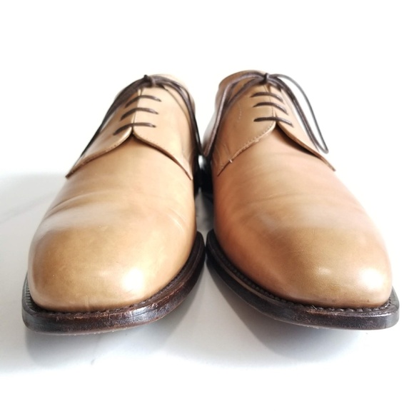 Jenny B. Shoes Jenny B Mens Bluchers Derby Tan Leather Hand Made In Italy Oxford Dress Shoes